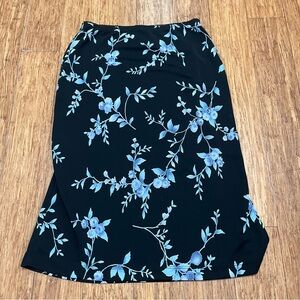Casual Corner Black Skirt with Blue Floral Design